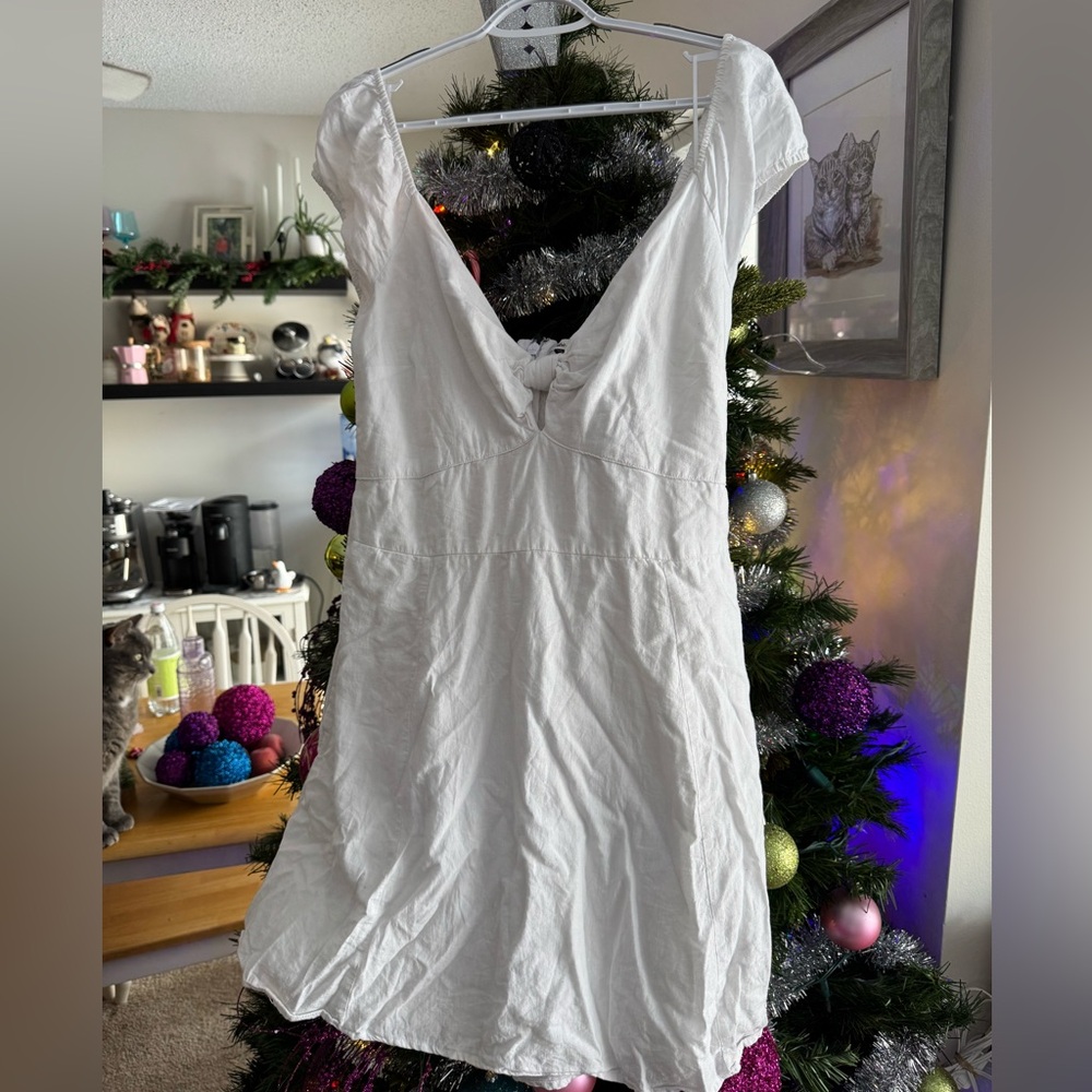 Abercrombie puff sleeve linen mini dress